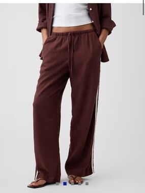 Linen-Blend Stripe Wide-Leg Pants